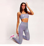 Metallic Foil Print Bodybuilding Compression Tights