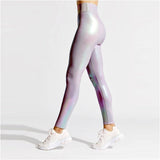 Metallic Foil Print Bodybuilding Compression Tights